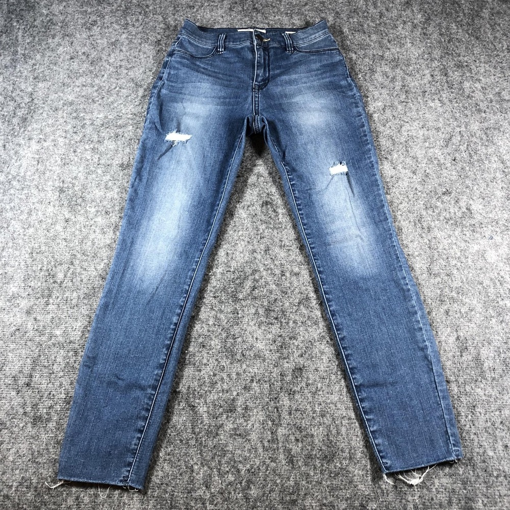 Pacsun High Rise Ankle Jegging Womens 25 Blue‎ Distressed Denim Skinny Raw Hem